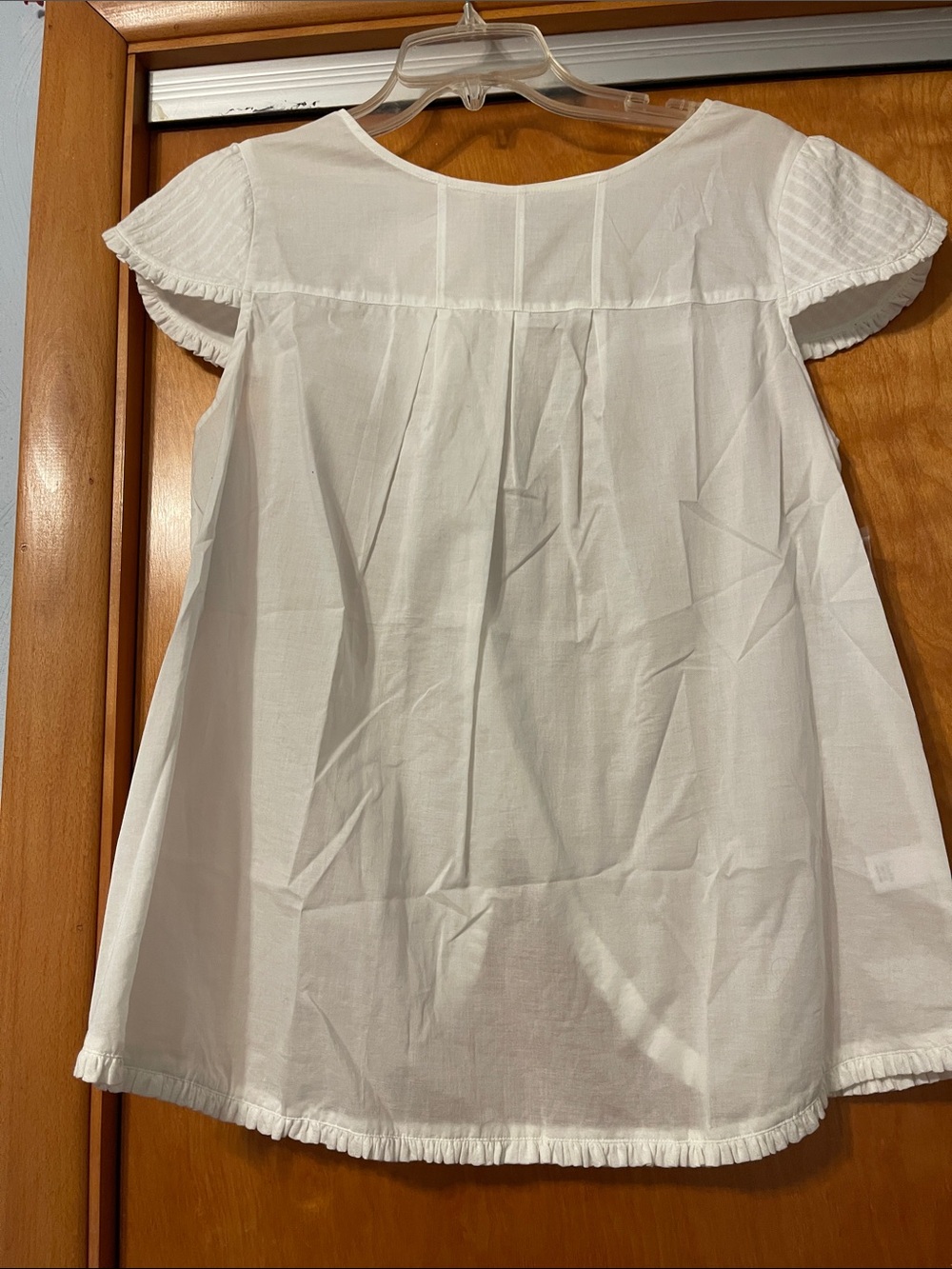 White Ruffled Sleeve Cotton Blouse